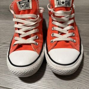 Converse Orange and White High-Top Sneakers